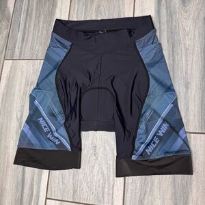 Nice Win Men's Athletic Cycling Shorts, Black/Blue, Size Medium Large